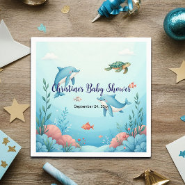 Serviette En Papier Nom personnalisé sous le Baby shower marin