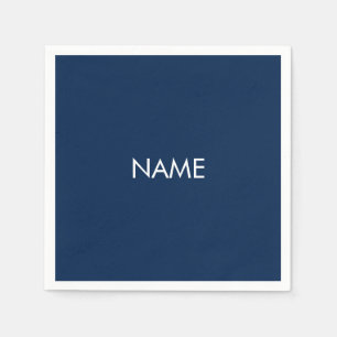 Serviette En Papier Nom personnalisé texte marine bleu blanc minimali