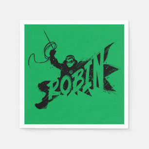 Serviette En Papier Nom Pinceau Encre Robin