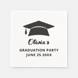 Serviette En Papier Nom simple Grad Casquette Grad Graduation Party