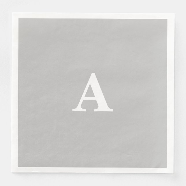 Serviette En Papier Nomogramme Initial Personnalisé Gris Blanc Fête (Devant)