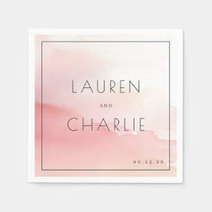 Serviette En Papier Noms Aquarelle Rose Élégants