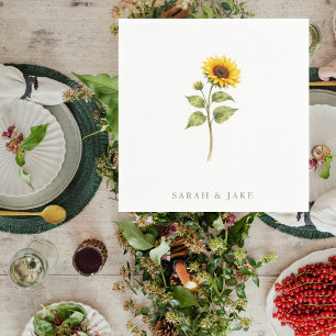 Serviette En Papier Noms de couple de tige de tournesol Personnalisés
