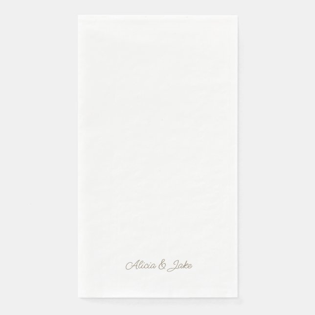 Serviette En Papier Noms de script Gold Mariage personnalisé (Devant)