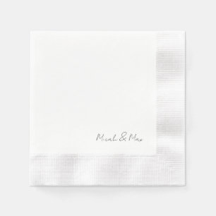 Serviette En Papier Noms De Script Moderne Simplement Blanc Coincés