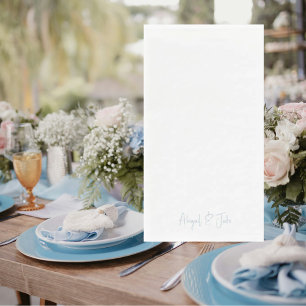 Serviette En Papier Noms de script simples et modernes Sky Blue Mariag