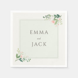 Serviette En Papier Noms de verdure rose douce mariage