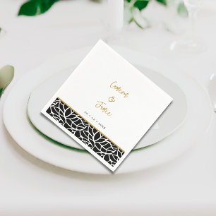 Serviette En Papier Noms des frontières du Motif de la feuille botaniq