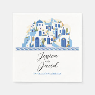 Serviette En Papier Noms des Mariages de serviettes Santorin Grèce Ble