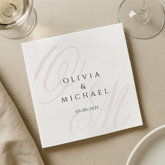 Serviette En Papier Noms et date personnalisés Mariages intemporels