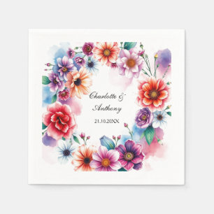 Serviette En Papier Noms floraux créatifs mariages de couple et date