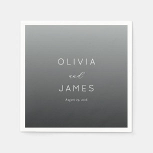 Serviette En Papier Noms Minimalistes Gris Élégant