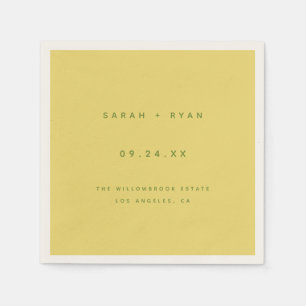 Serviette En Papier Noms Minimaux Jaune Citron Mariage Mariée Mari