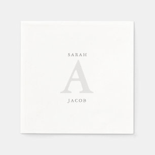 Serviette En Papier Noms Personnalisés Monogramme Mariage Cocktail