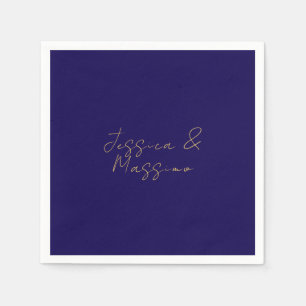 Serviette En Papier Noms professionnels tendance minimalistes bleu et 
