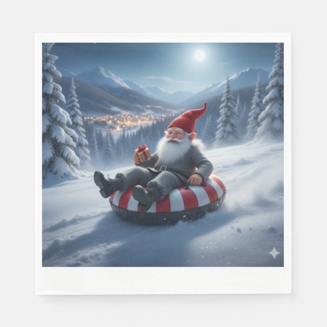 Serviette En Papier Norwegian Nisse Sledding, Napkins (Devant)