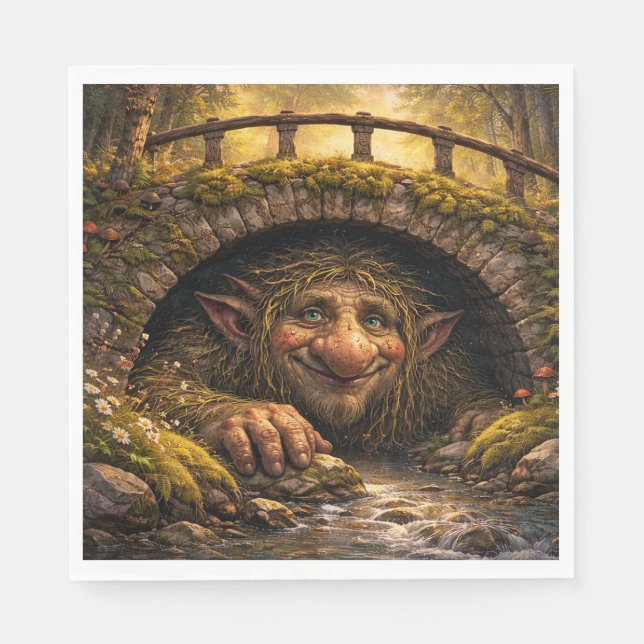 Serviette En Papier Norwegian Troll Hiding Under Bridge, Napkins (Devant)