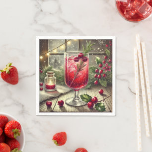 Serviette En Papier Nostalgale Verre de vacances Cranberry Spritz Déco