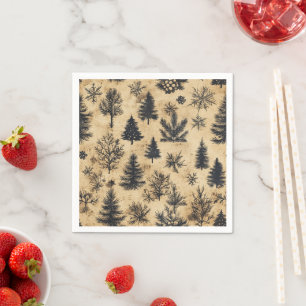 Serviette En Papier Nostalgique Holiday Monochrome Evergreens Découpag