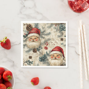 Serviette En Papier Nostalgique Holiday Rosy Père Noël Motif Découpage