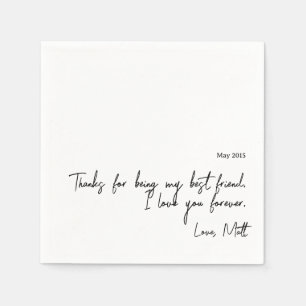 Serviette En Papier Note d'amour manuscrite   Mariage avec une touche 