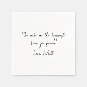 Serviette En Papier Note d'amour manuscrite Mariage tactile personne