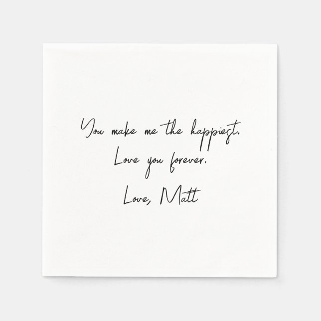 Serviette En Papier Note d'amour manuscrite | Mariage tactile personne (Devant)