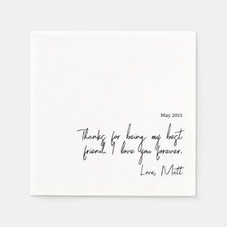 Serviette En Papier Note d'amour manuscrite | Mariage tactile personne