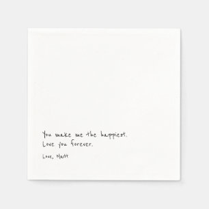 Serviette En Papier Note d'amour manuscrite Mariage tactile personne