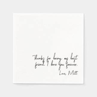 Serviette En Papier Note d'amour manuscrite | Mariage tactile personne