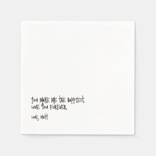 Serviette En Papier Note d'amour manuscrite Mariage tactile personne