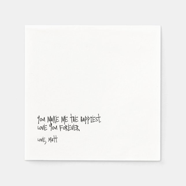 Serviette En Papier Note d'amour manuscrite | Mariage tactile personne (Devant)