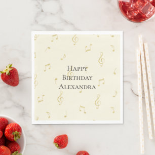Serviette En Papier Notes de musique en or blanc pour anniversaire