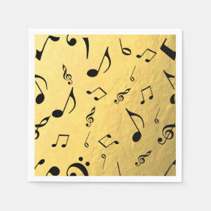 Serviette En Papier Notes de musique Gold Foil Napkins