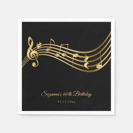 Serviette En Papier Notes de musique or élégant Moderne 60e anniversai