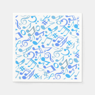 Serviette En Papier Notes et symboles musicaux Motif blue.b