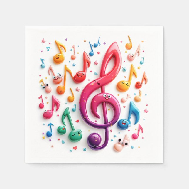 Serviette En Papier Notes musicales avec globes oculaires (Devant)