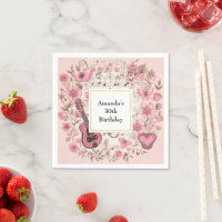 Notes musicales et fleurs Style rétro Anniversaire