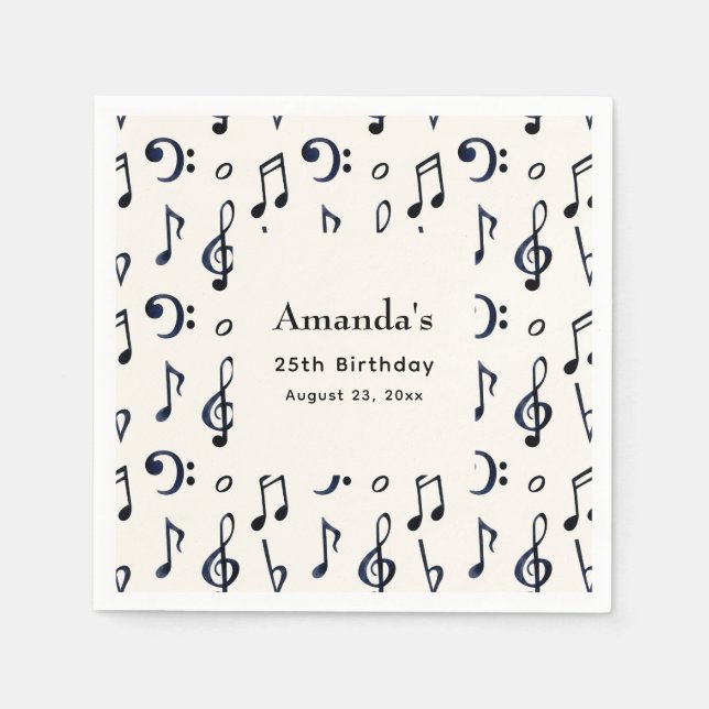 Serviette En Papier Notes musicales mignonnes Motif Anniversaire (Devant)
