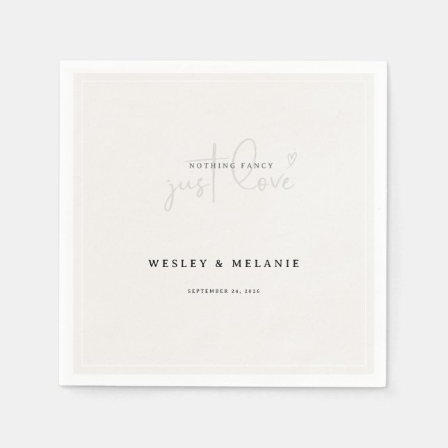 Serviette En Papier Nothing Fancy Just Love Beige Elegant Wedding (Devant)
