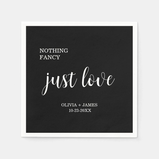 Serviette En Papier Nothing Fancy Just Love Black Wedding   (Devant)