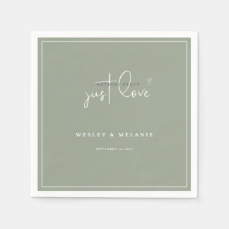 Serviette En Papier Nothing Fancy Just Love Sage Green Elegant Wedding