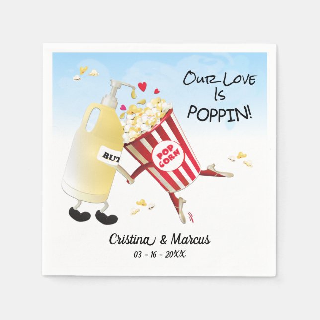 Serviette En Papier Notre Amour Est Poppin Popcorn (Devant)