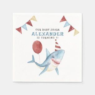 Serviette En Papier Notre Baby Shark 1er Anniversaire Sous La Mer