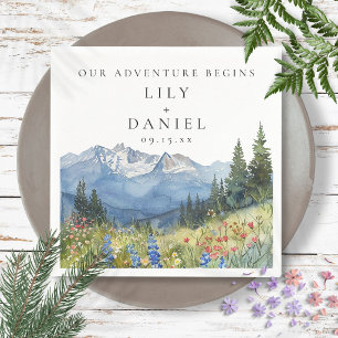 Serviette En Papier Notre mariage de montagnes de fleurs sauvages d'av