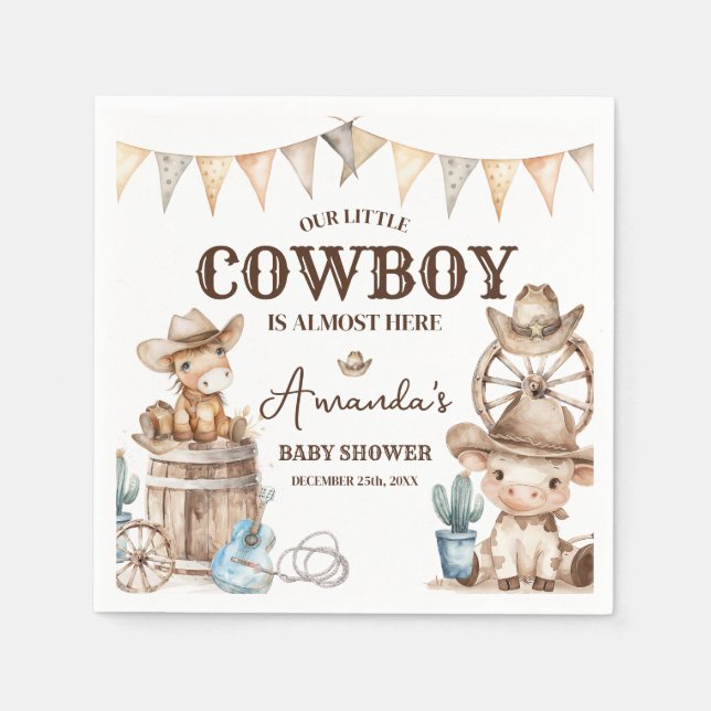 Serviette En Papier Notre petit Baby shower sauvage de l'Ouest (Devant)