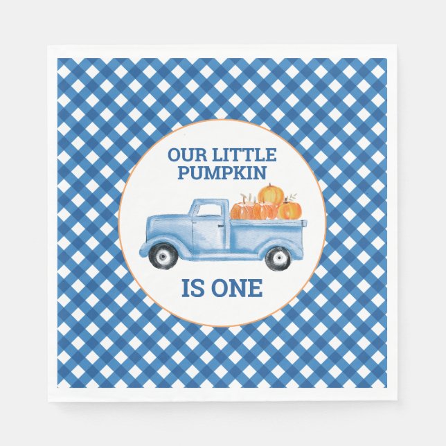 Serviette En Papier Notre petit camion bleu Citrouille premier anniver (Devant)