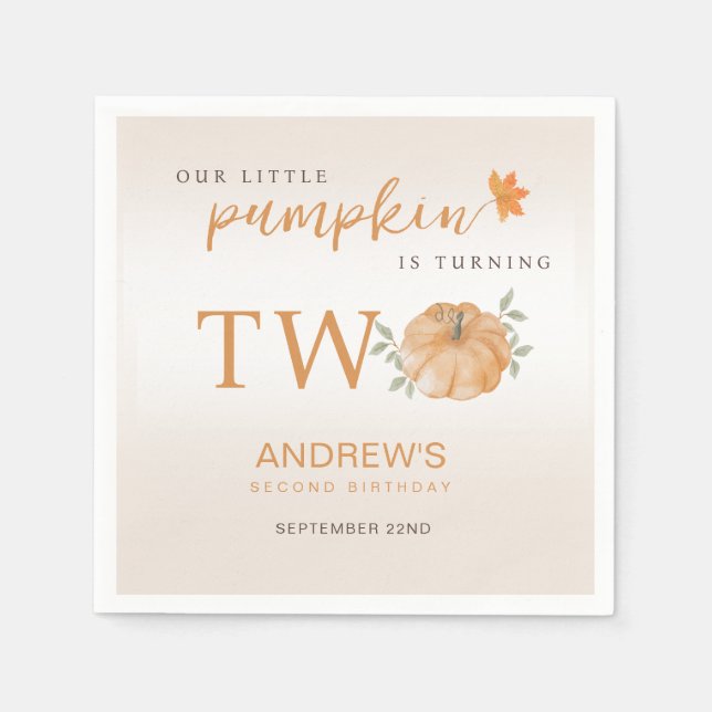 Serviette En Papier Notre Petit Citrouille Automne Automne 2e Annivers (Devant)
