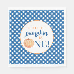 Serviette En Papier Notre petit Citrouille bleu plaid premier annivers