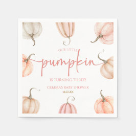 Serviette En Papier Notre Petite Citrouille Rose Blanc Automne fête d'